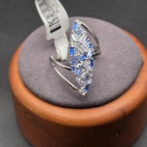 Blue & White CZ Belle Luce Ring. Size 10